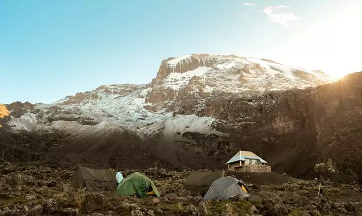 Tents on a Snow Covered Mountain