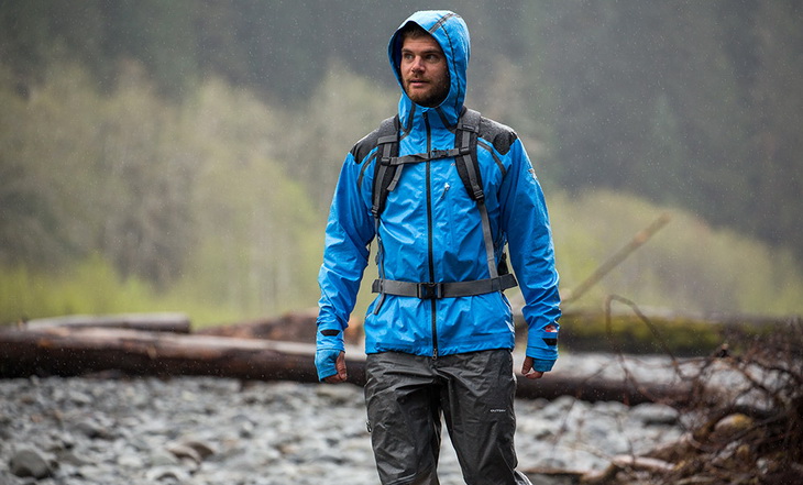 A man wearing a rain-jacket