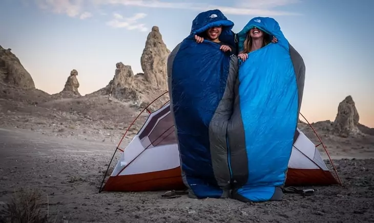 Two adults in sleeping-bags