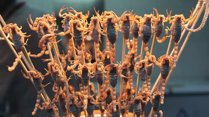 street Market selling Scorpions and Starfish, China, Beijing