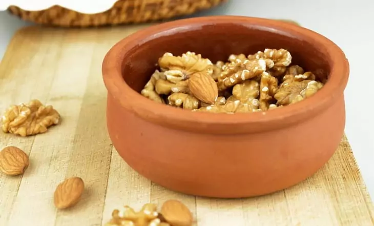 walnut in a bowl on the table