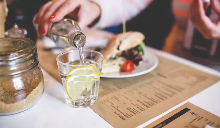 Water with lemon in glass