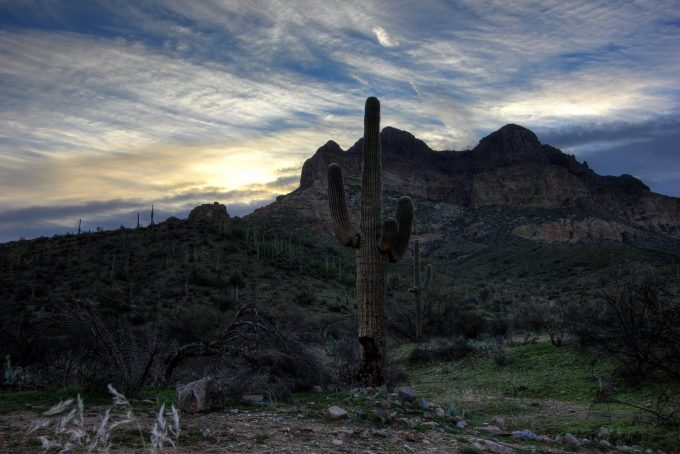 Sunrise over Picketpost Mountain near Superior Arizona