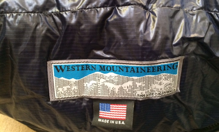 Close-up of Western Mountaineering TerraLite sleeping bag