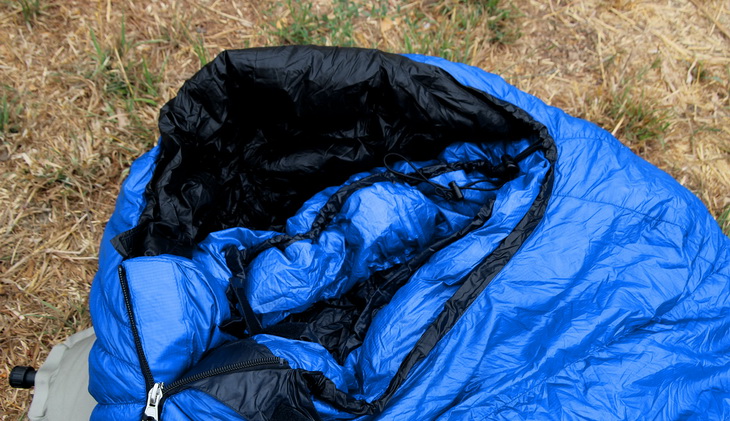 Western Mountaineering Ultralite Mummy Sleeping Bag on the grass 