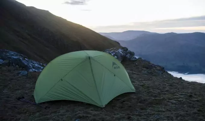 MSR Hubba Hubba NX 2-Person Tent on top of the moutains