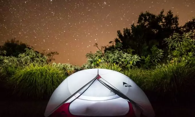 Image of MSR Hubba Hubba NX 2-Person Tent during night time