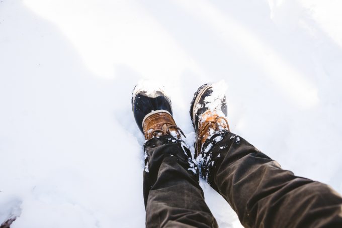 Man walking in snow