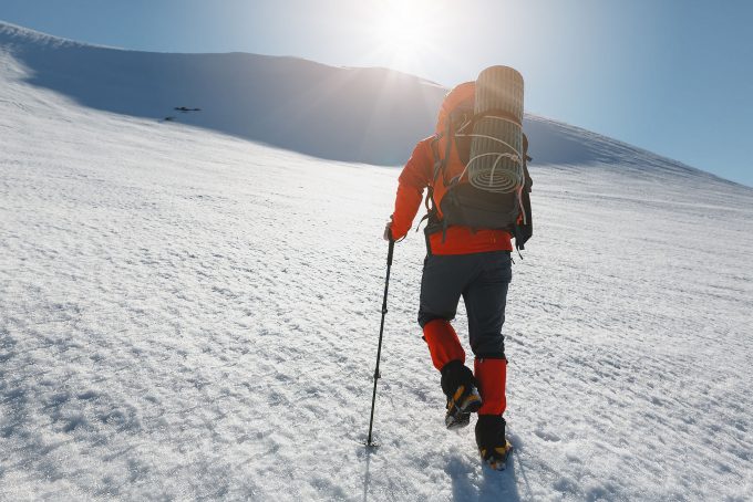 A man hiking in the mountains