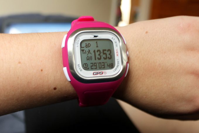 hiker wearing pink gps watch