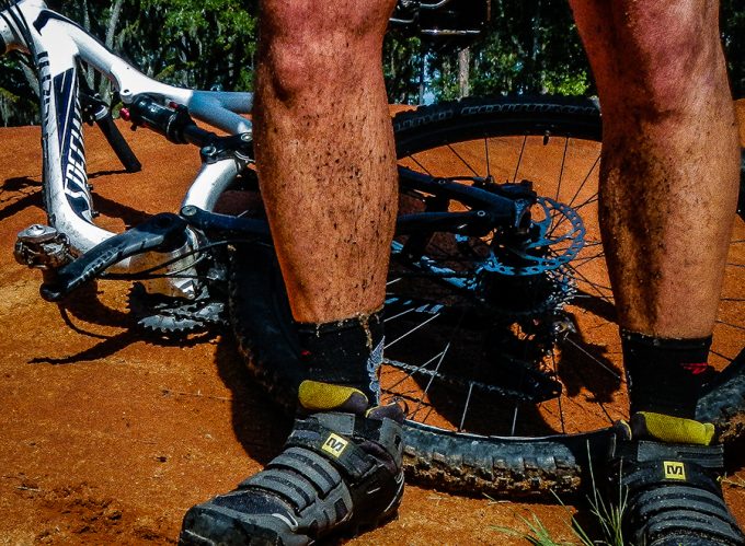 cyclist with waterproof socks