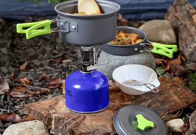 camping pot on camping stove