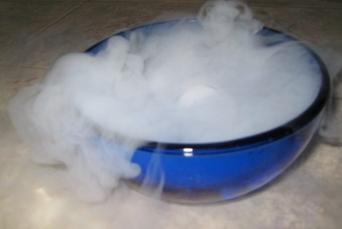 dry ice in container