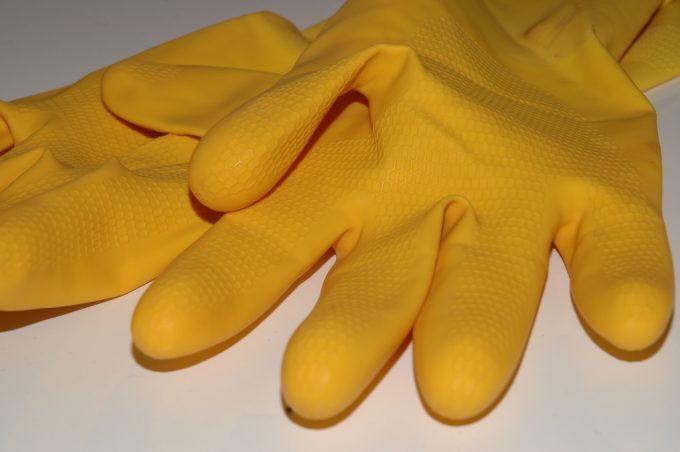 yellow rubber gloves