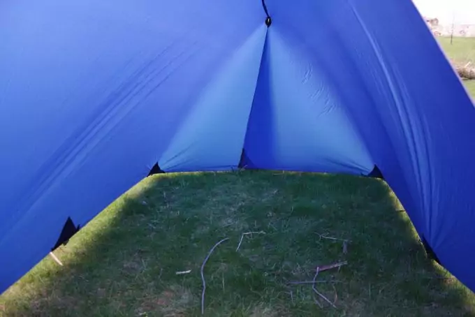 inside of a diy tarp tent